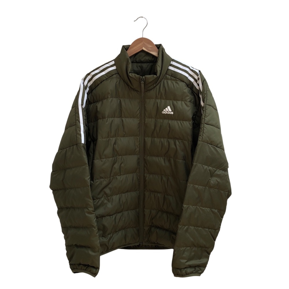ADIDAS ESSENTIALS DUCK DOWN JACKET - Packable Green Puffer Quilted Full Zip L XL